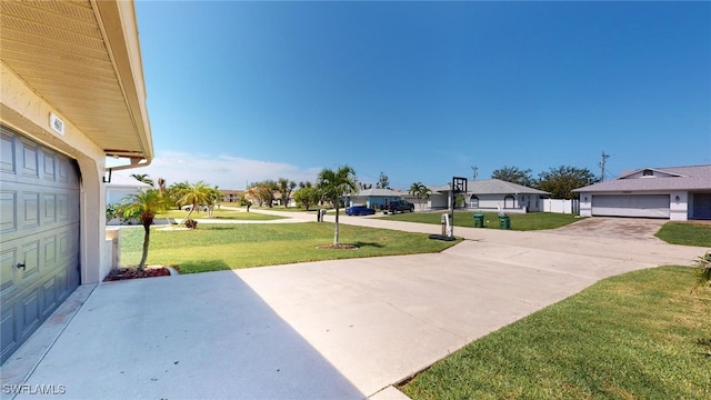 view of patio / terrace featuring a garage