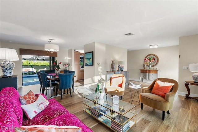 living room with hardwood / wood-style flooring