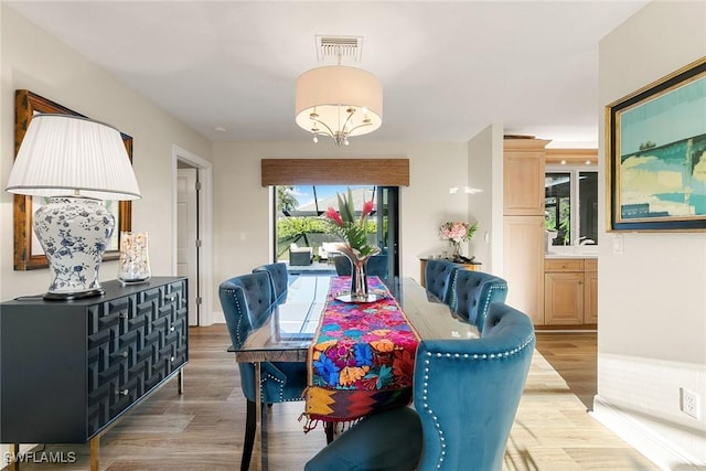 dining room with light wood-type flooring