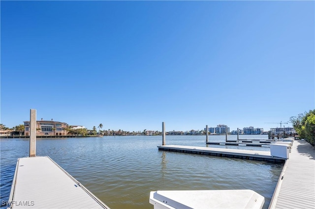 view of dock featuring a water view