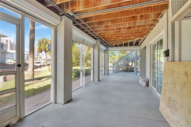 view of unfurnished sunroom