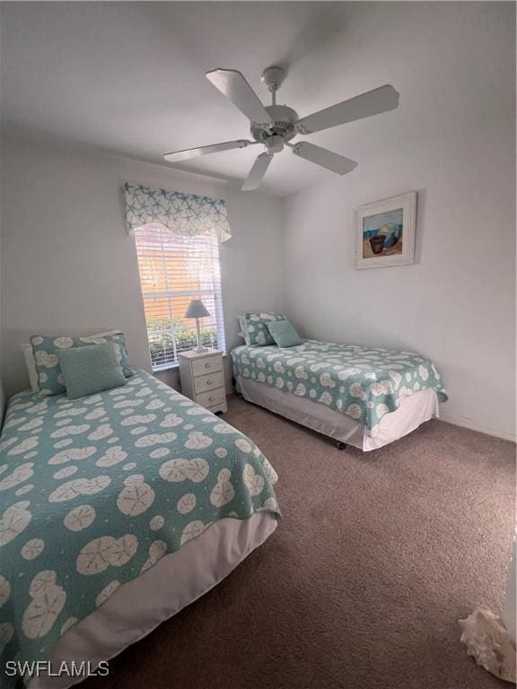 bedroom with carpet floors and ceiling fan