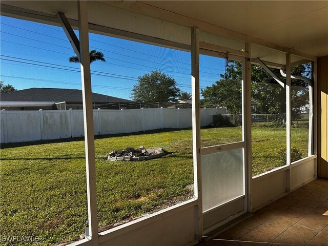 view of unfurnished sunroom