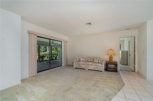 living area featuring light tile patterned floors