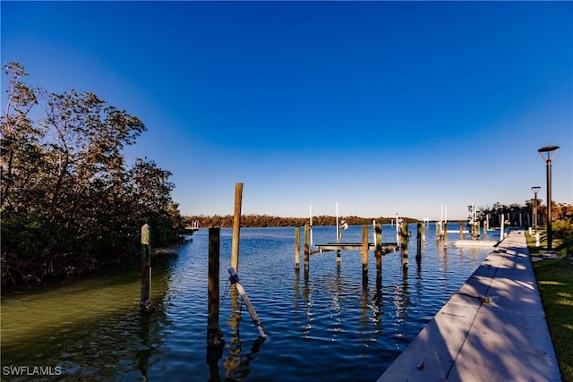 view of dock featuring a water view