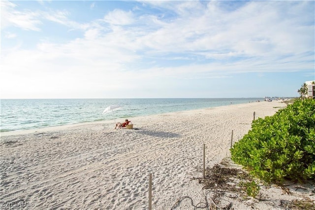 view of water feature featuring a view of the beach