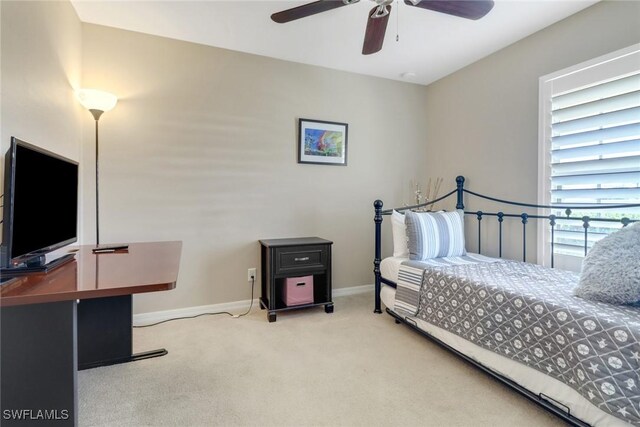 bedroom with carpet flooring and ceiling fan