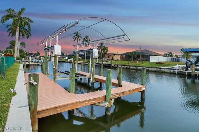 view of dock featuring a water view