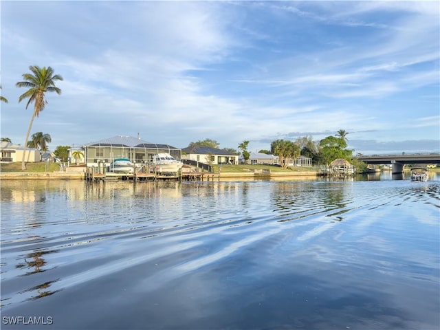 property view of water featuring a dock