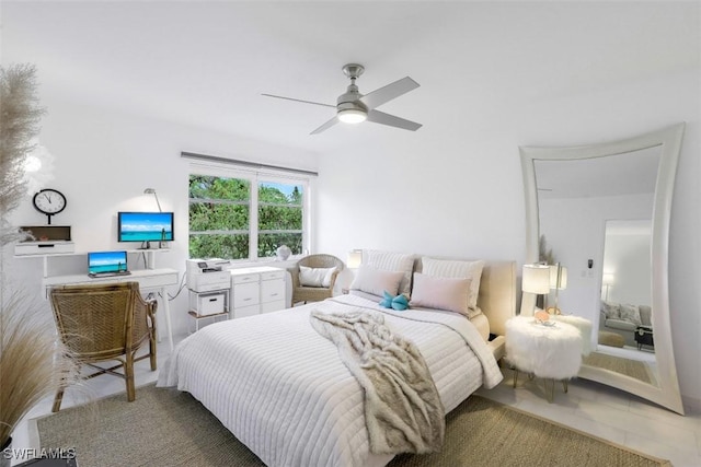 bedroom featuring ceiling fan