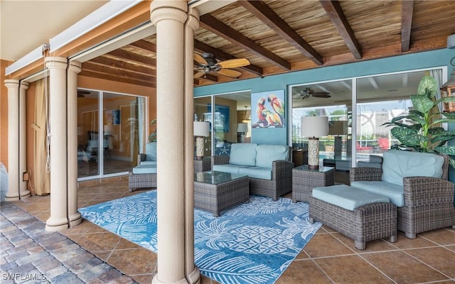 view of patio featuring outdoor lounge area and ceiling fan