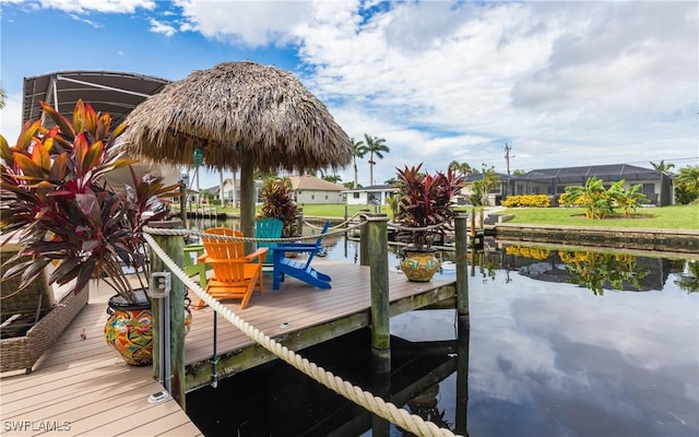 view of dock featuring a water view