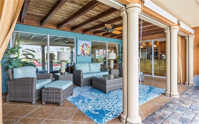 view of patio / terrace featuring outdoor lounge area and ceiling fan