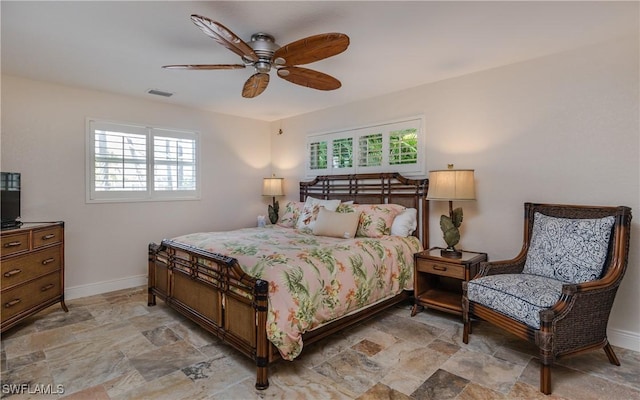 bedroom featuring ceiling fan