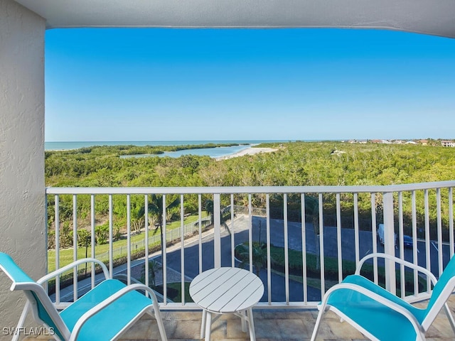 balcony with a water view