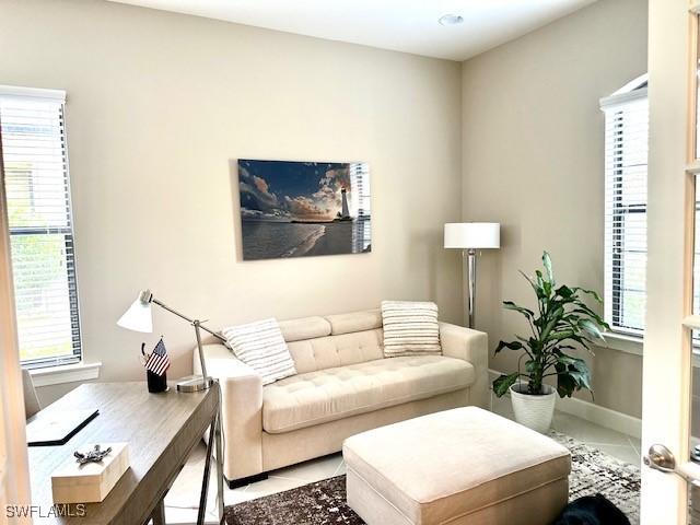 view of tiled living room