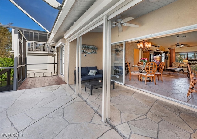 view of patio with ceiling fan