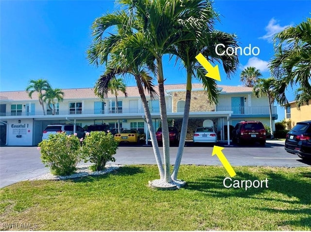 exterior space with covered parking