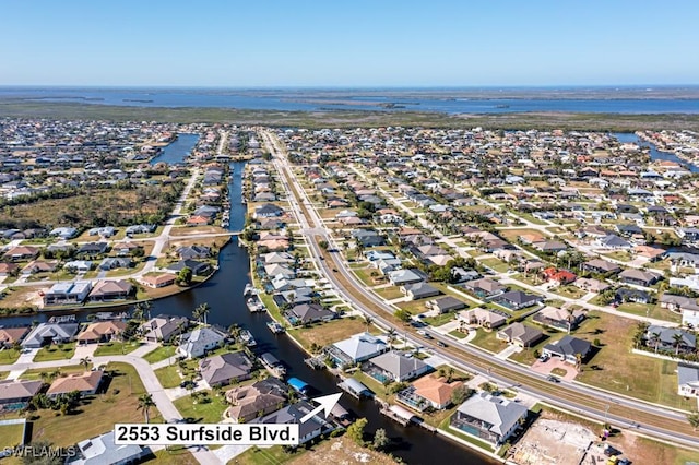 bird's eye view featuring a water view