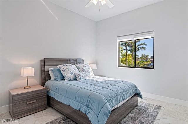 bedroom featuring ceiling fan