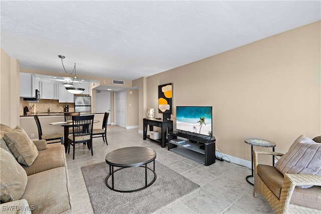 view of tiled living room