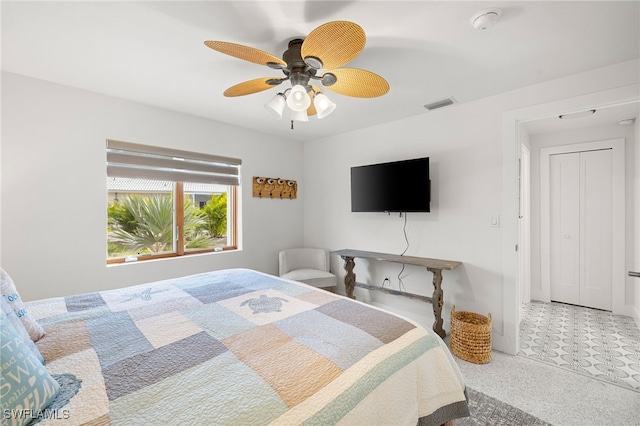 bedroom with ceiling fan