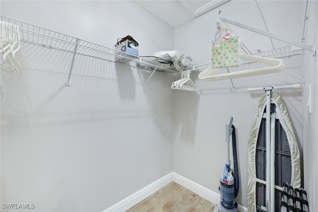 spacious closet with hardwood / wood-style floors