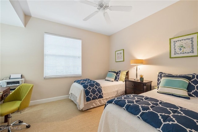 bedroom with carpet and ceiling fan