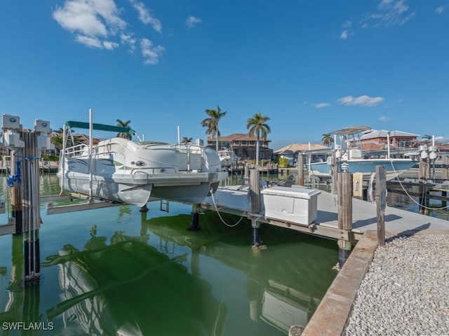 view of dock featuring a water view