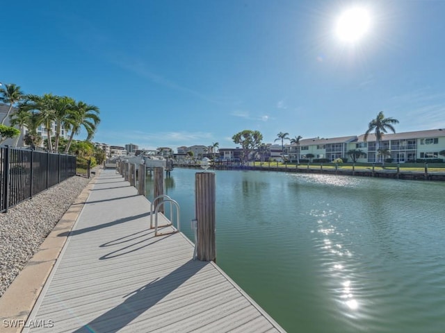 view of dock featuring a water view