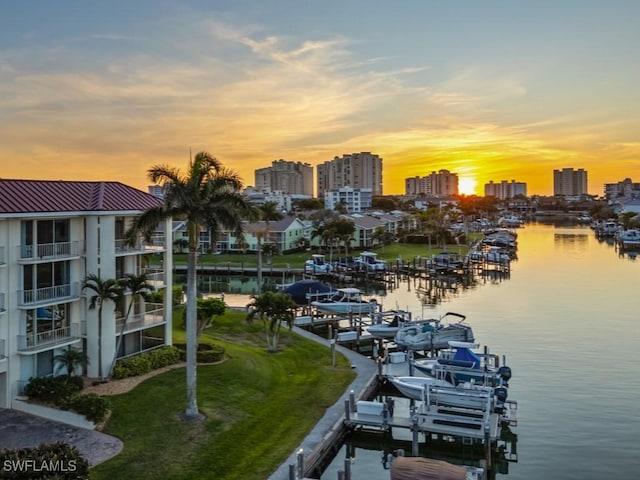 view of water feature featuring a boat dock