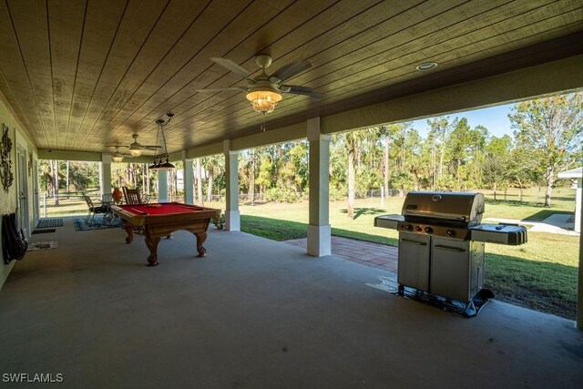 view of patio / terrace featuring area for grilling and ceiling fan