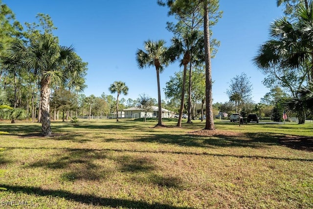 view of property's community featuring a lawn