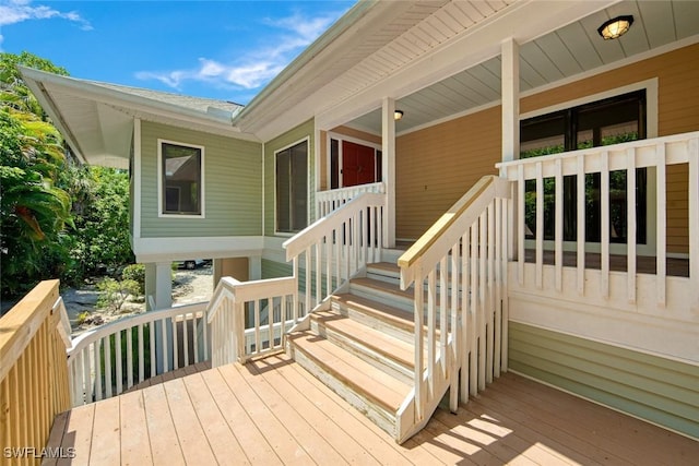 deck with covered porch