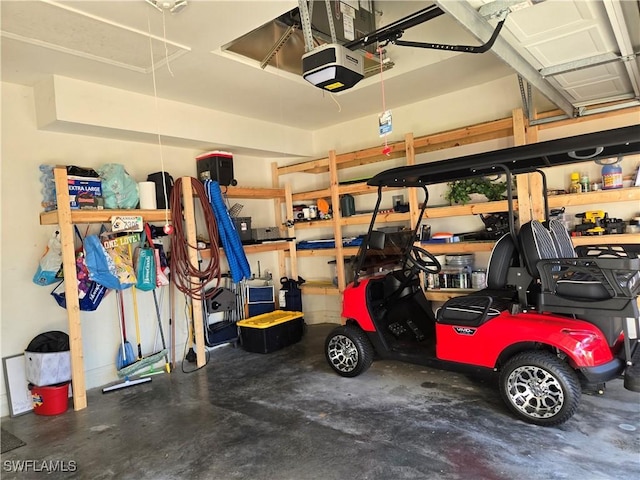 garage with a garage door opener