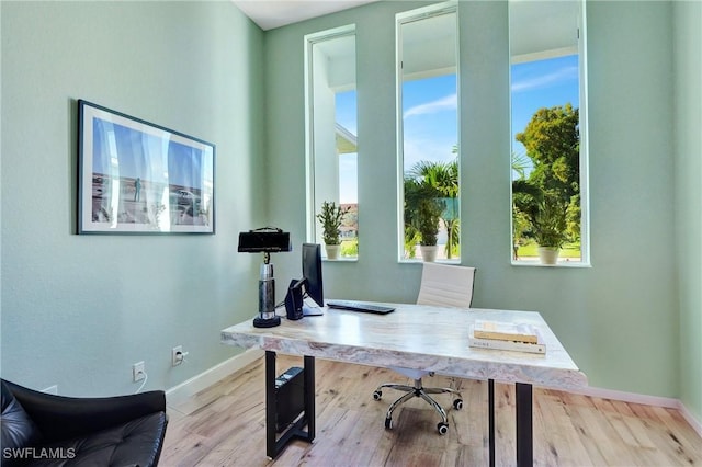 office area featuring light hardwood / wood-style floors