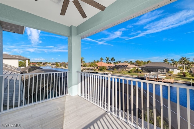 balcony with ceiling fan