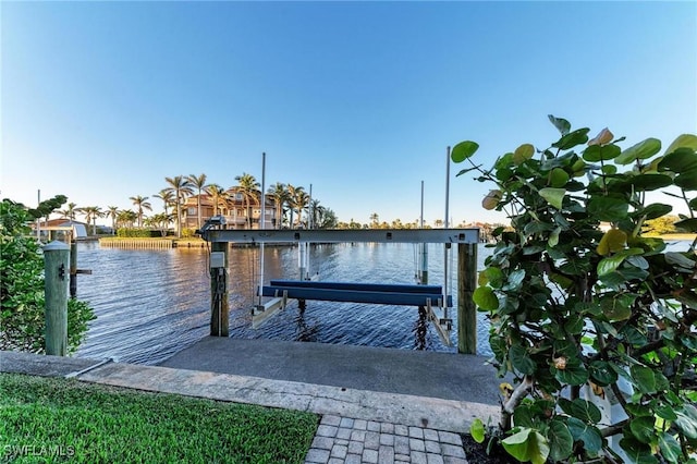 dock area featuring a water view