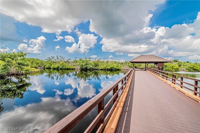 view of dock featuring a water view