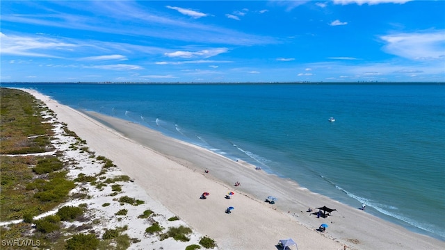 view of water feature with a view of the beach