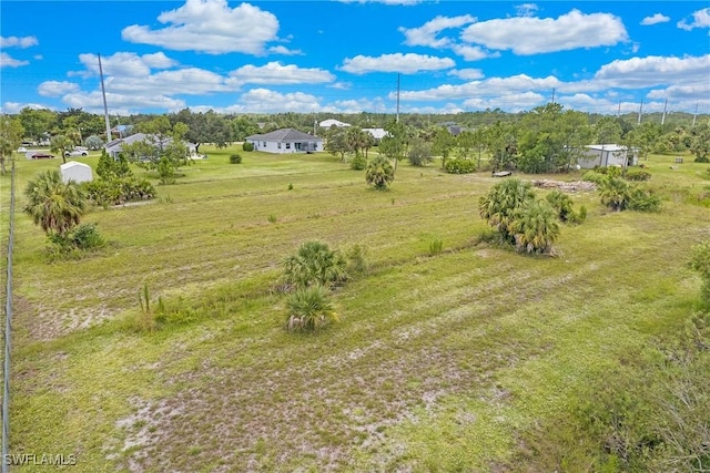 drone / aerial view with a rural view