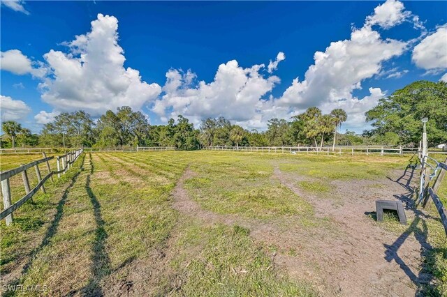 view of yard featuring a rural view