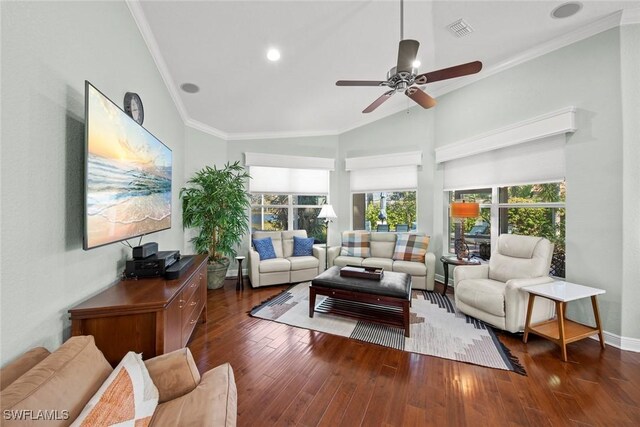 sunroom featuring ceiling fan and vaulted ceiling