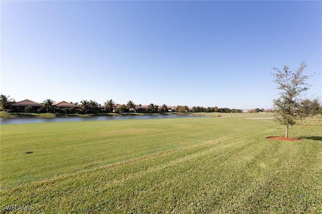 view of yard featuring a water view