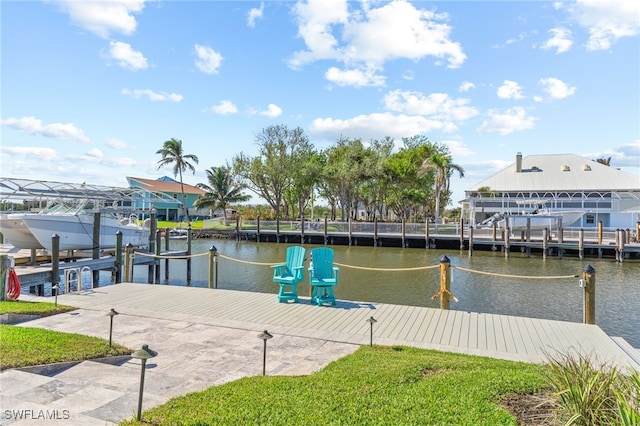 view of dock featuring a water view