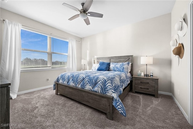 bedroom featuring carpet flooring and ceiling fan