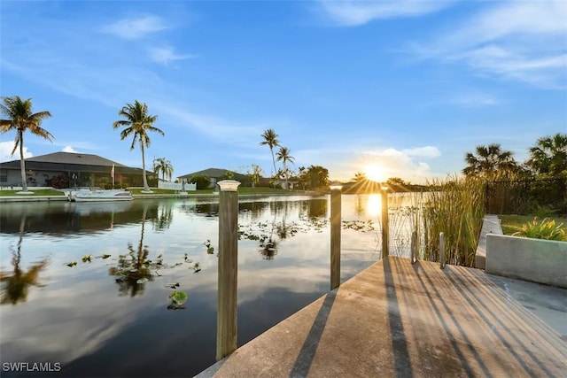 view of dock featuring a water view