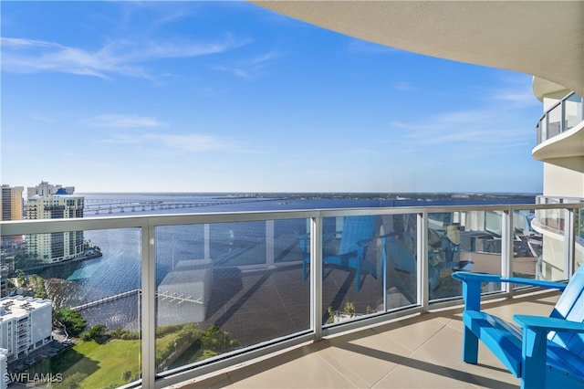 balcony with a water view