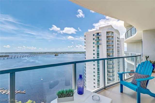 balcony with a water view