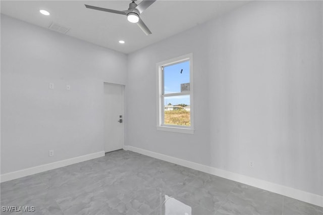 unfurnished room featuring ceiling fan